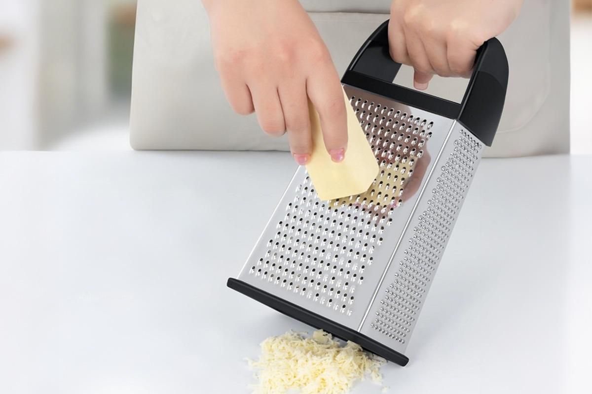 Box Grater with Container Stainless Steel Coarse Fine Slicer Non Slip Base