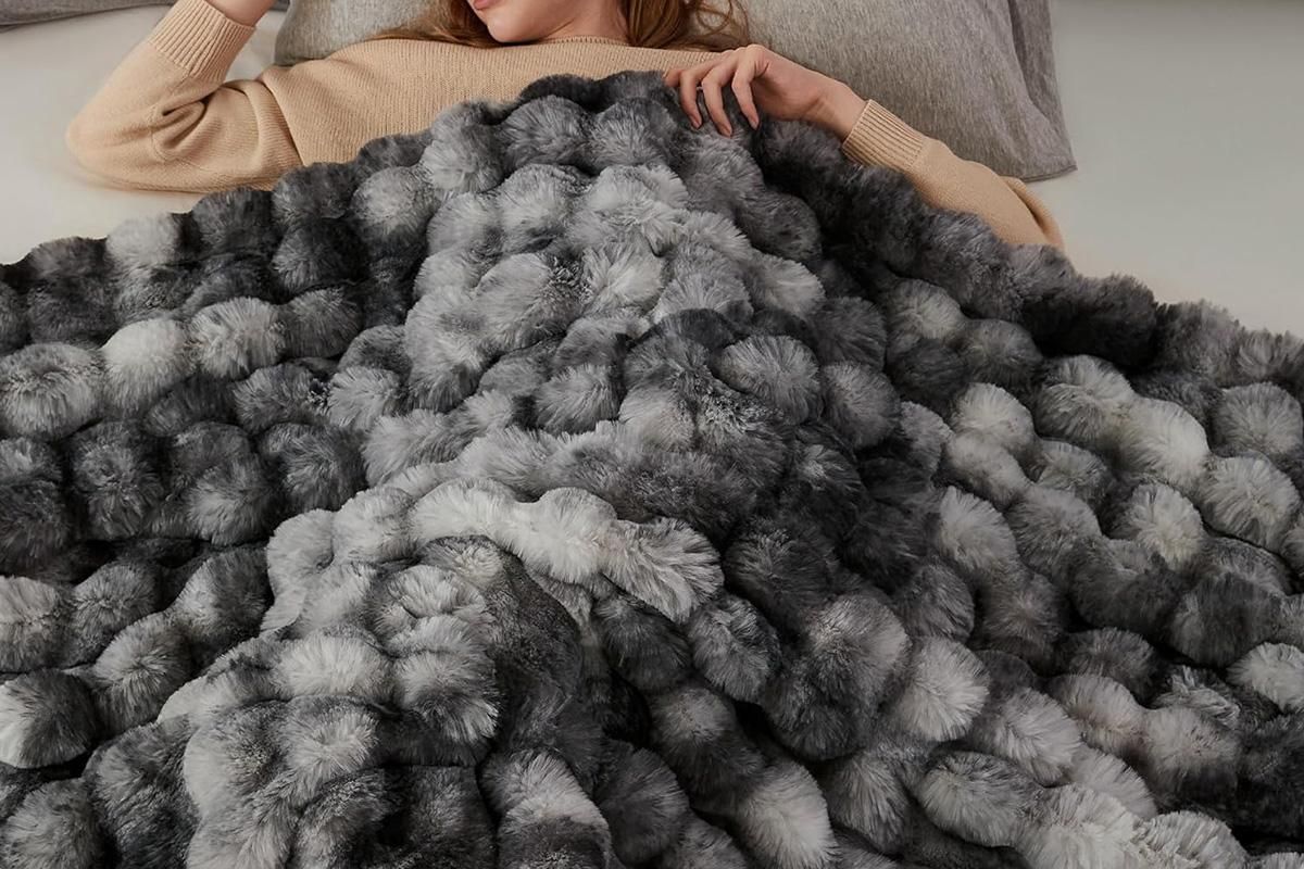 Bubble Tie Dye Throw Blanket Soft Cozy Microfiber Lightweight Warm -Dark Grey S
