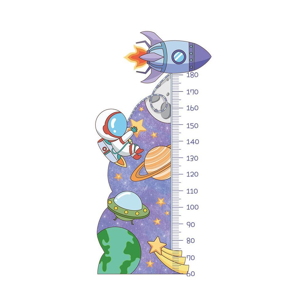 Cartoon Universe Starry Sky Astronaut Spaceship Rocket Height Sticker Wall Decals