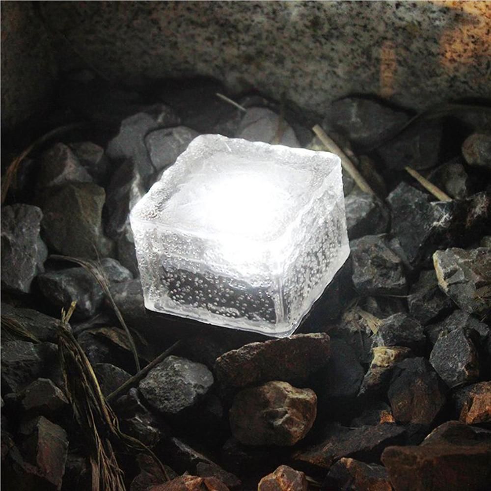 Solar LED Ice Cube Floor Tile Ground Lamp Lawn Lamp -White