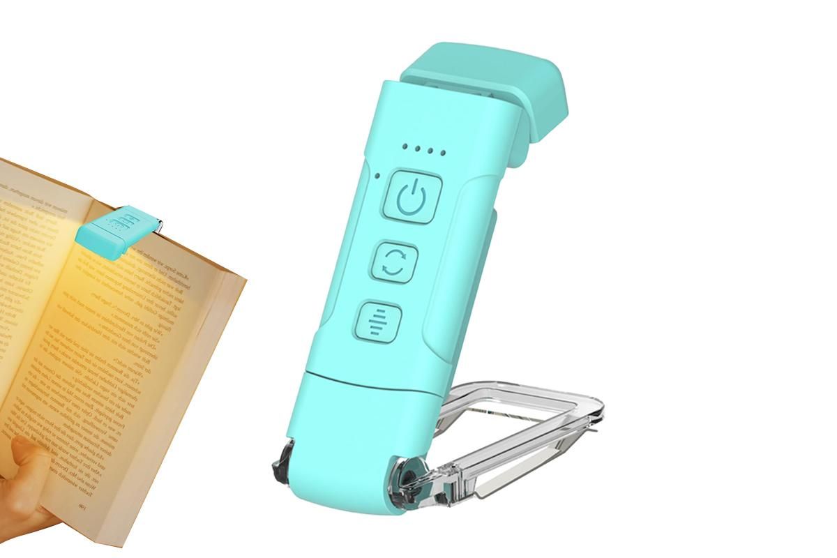 USB Rechargeable Book Light Bookmark Lamp with 3 Colors and 5 Brightness-White
