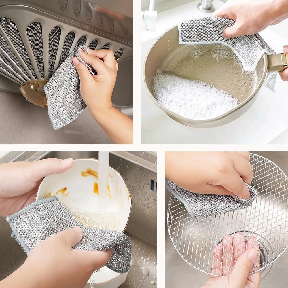 5 PCS Multipurpose Wire Dishwashing Rags for Wet and Dry