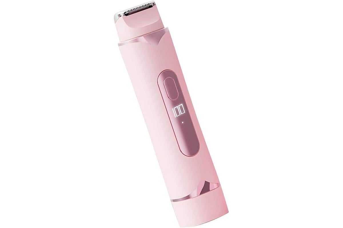 2-in-1 Electric Shaver and Bikini Trimmer with Display Facial Hair Remover-Pink