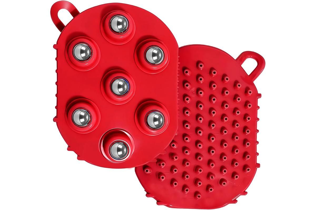 2Pcs Roller Ball Massager Glove Lymphatic Massage Muscle Release for Back-Green
