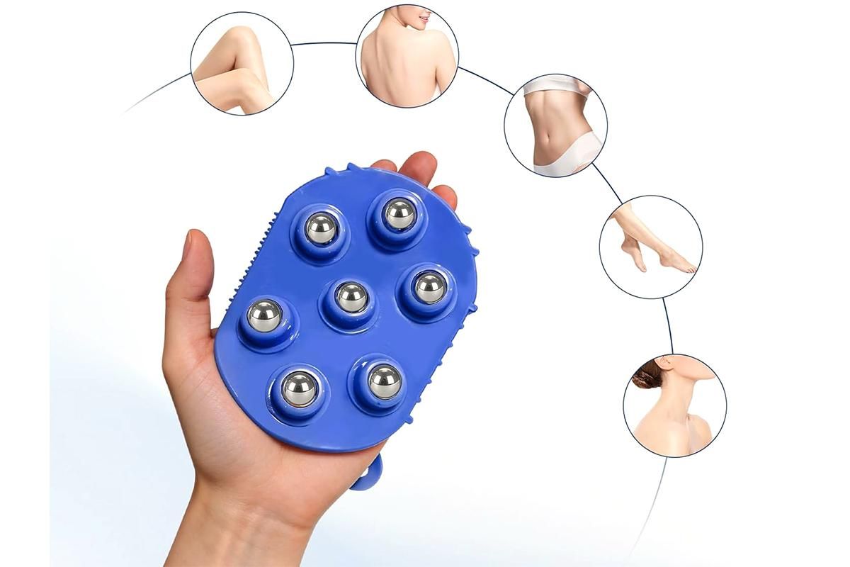 2Pcs Roller Ball Massager Glove Lymphatic Massage Muscle Release for Back-Blue