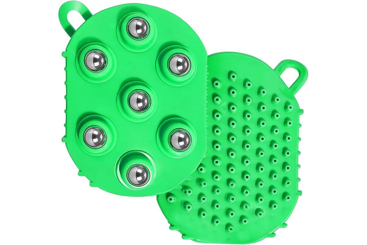 2Pcs Roller Ball Massager Glove Lymphatic Massage Muscle Release for Back-Blue