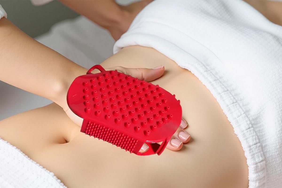2Pcs Roller Ball Massager Glove Lymphatic Massage Muscle Release for Back-Red