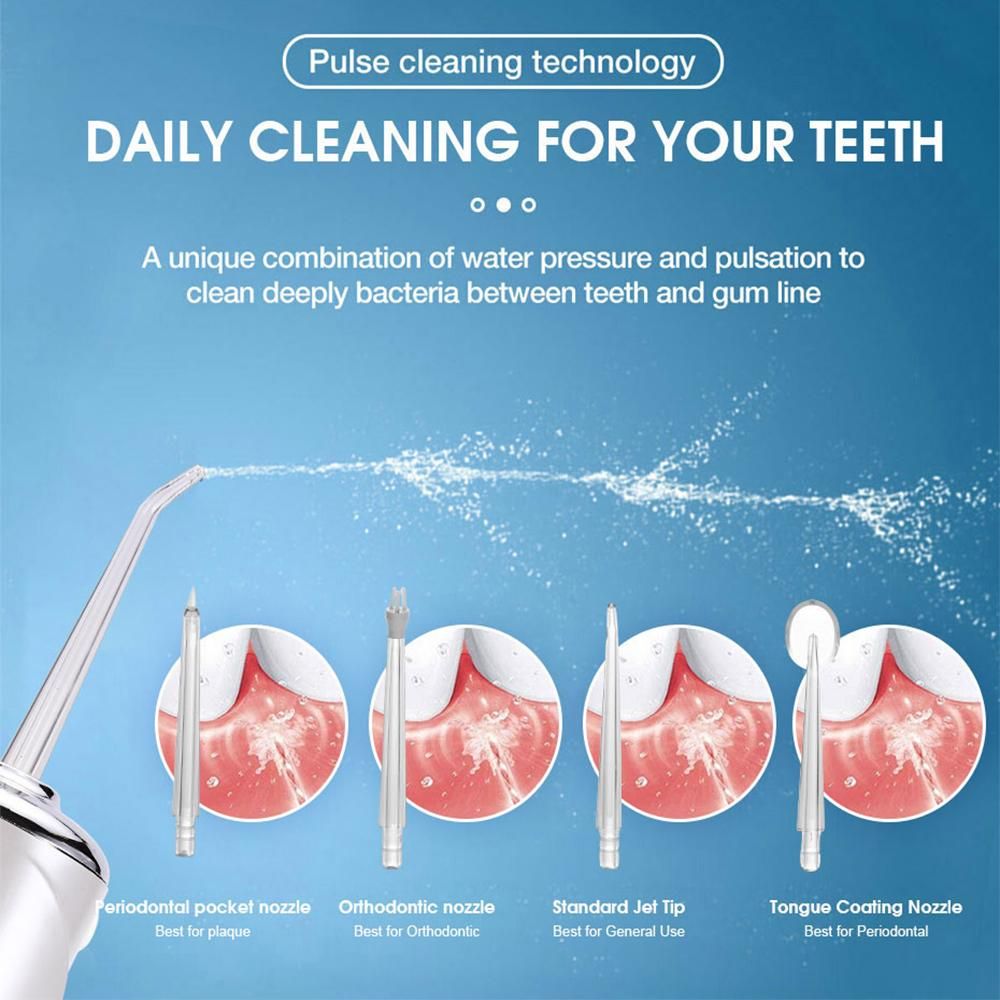 2pcs Water Dental Flosser Electric Water Cordless Cordless Teeth Cleaner for Home Travel -White and Pink