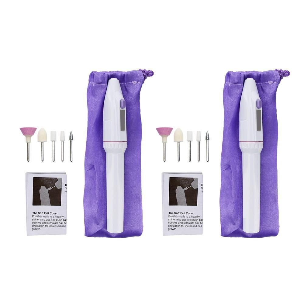 2 Sets Cordless Professional Manicure Pedicure Kit 5 in 1 Electric Nail Drill Machine