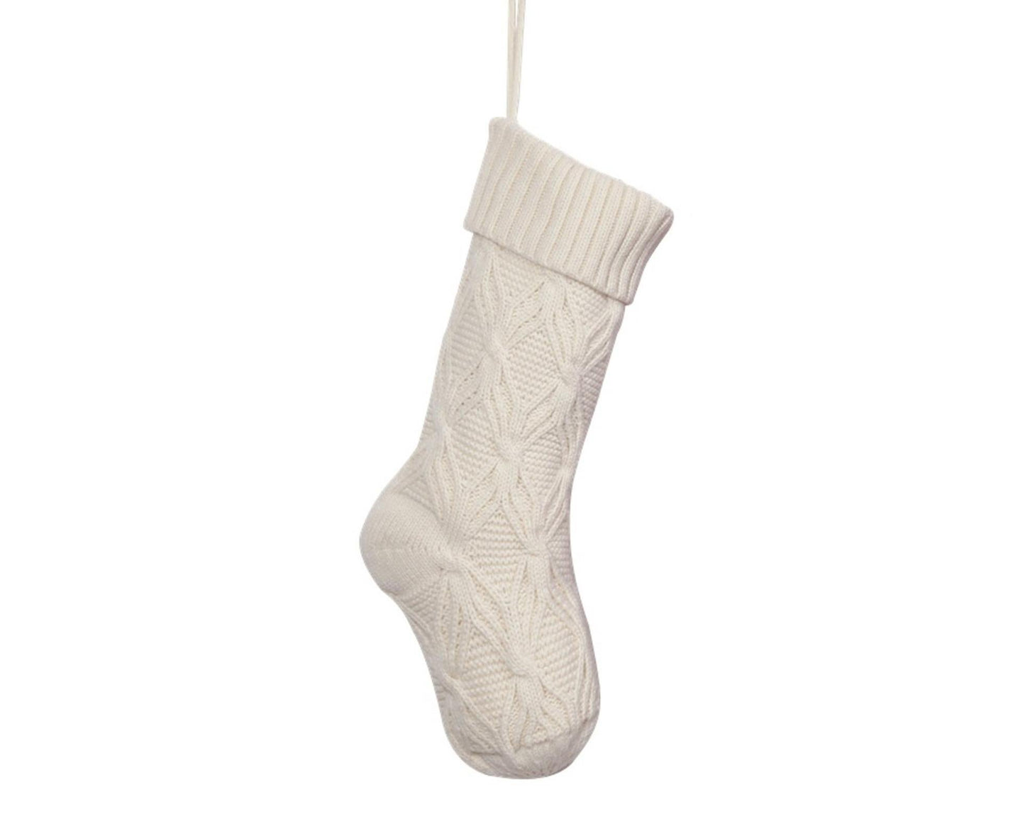 1Pc Xmas Stockings Knitted Hanging Socks-Ivory