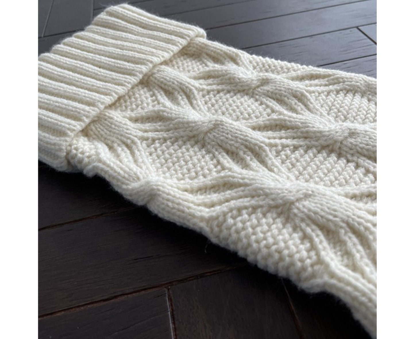 1Pc Xmas Stockings Knitted Hanging Socks-Ivory