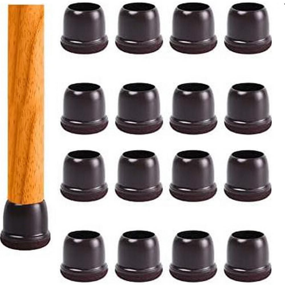 16pcs Silicone Chair Leg Floor Protectors Furniture Leg Feet Cup for Hardwood Floors with Wrapped Felt -Round transparent