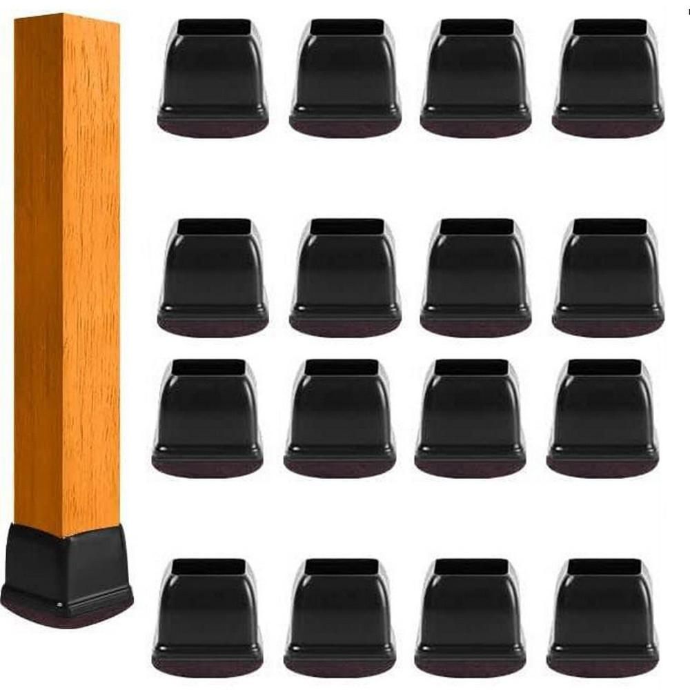16pcs Silicone Chair Leg Floor Protectors Furniture Leg Feet Cup for Hardwood Floors with Wrapped Felt -Square transparent