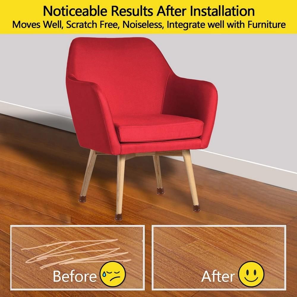 16pcs Silicone Chair Leg Floor Protectors Furniture Leg Feet Cup for Hardwood Floors with Wrapped Felt -Round brown