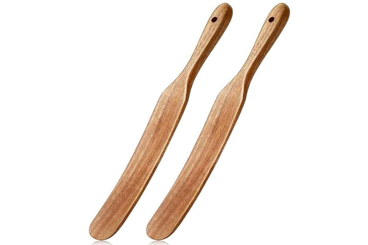 2 Pack Wooden Spatulas for Baking Mixing Sourdough and Cooking