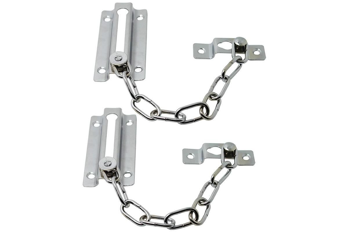 2Pcs Door Security Chain Lock Door Chain Lock with 12 Screws for Wood Door-Silver
