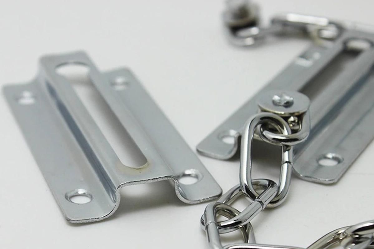 2Pcs Door Security Chain Lock Door Chain Lock with 12 Screws for Wood Door-Silver