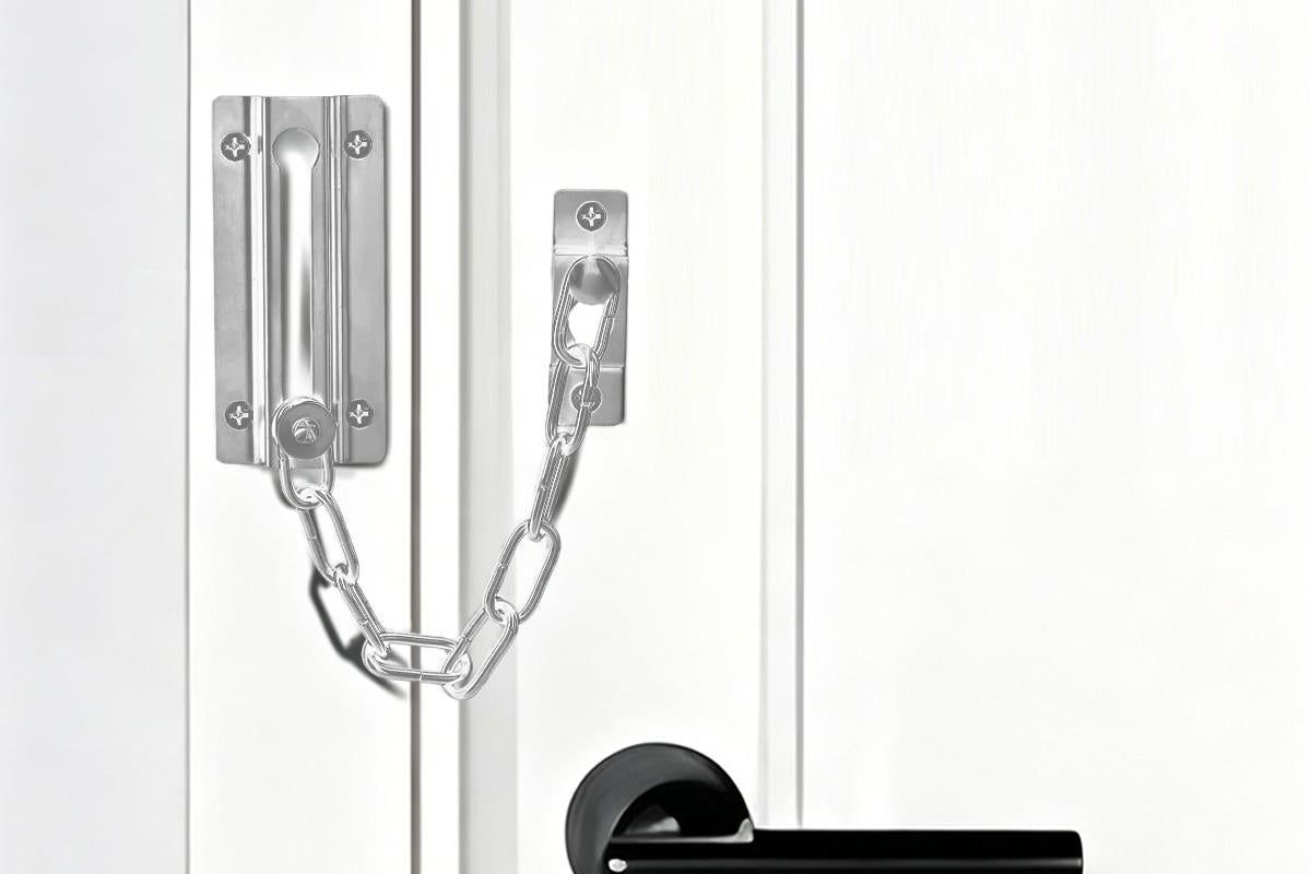 2Pcs Door Security Chain Lock Door Chain Lock with 12 Screws for Wood Door-Silver