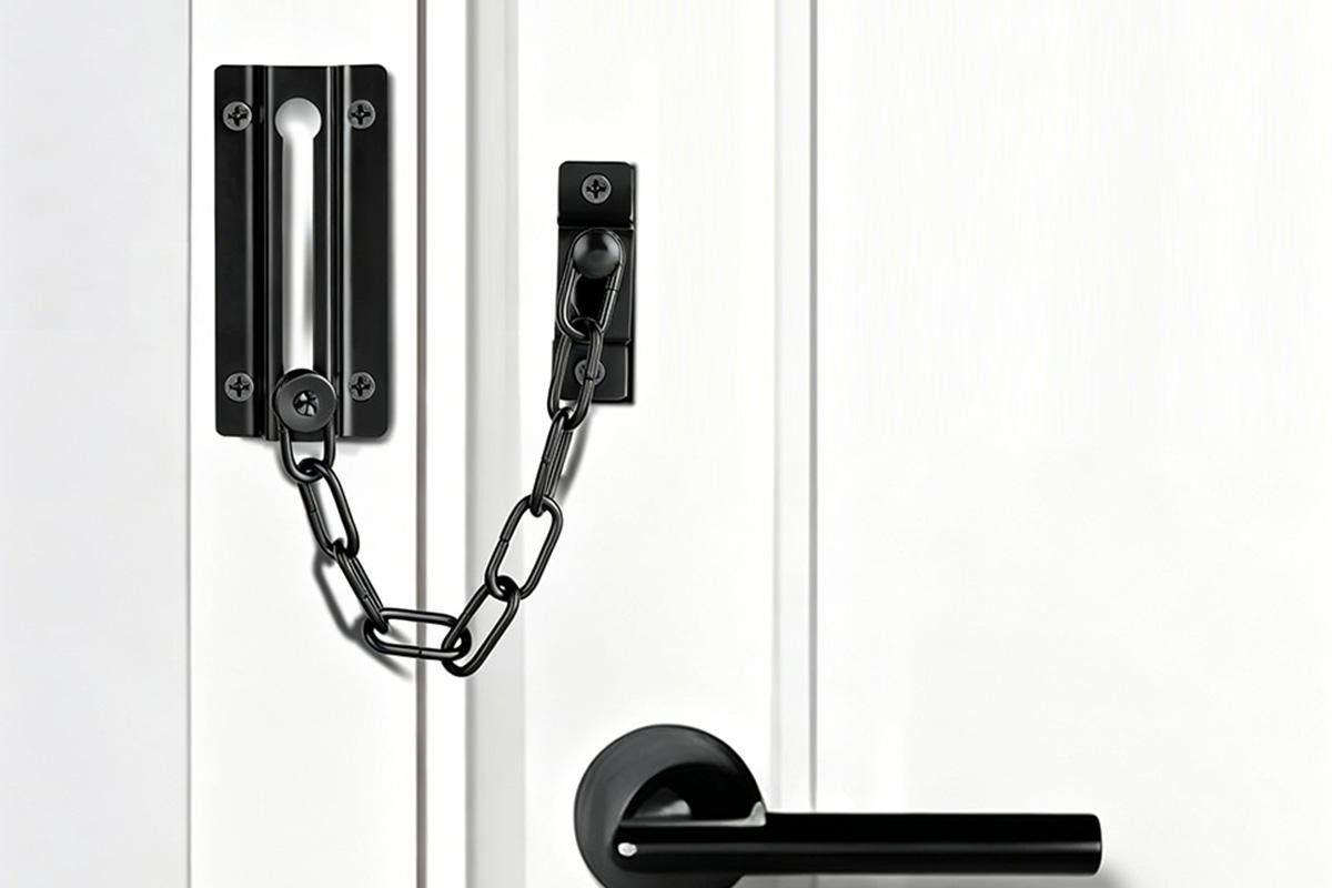 2Pcs Door Security Chain Lock Door Chain Lock with 12 Screws for Wood Door-Black