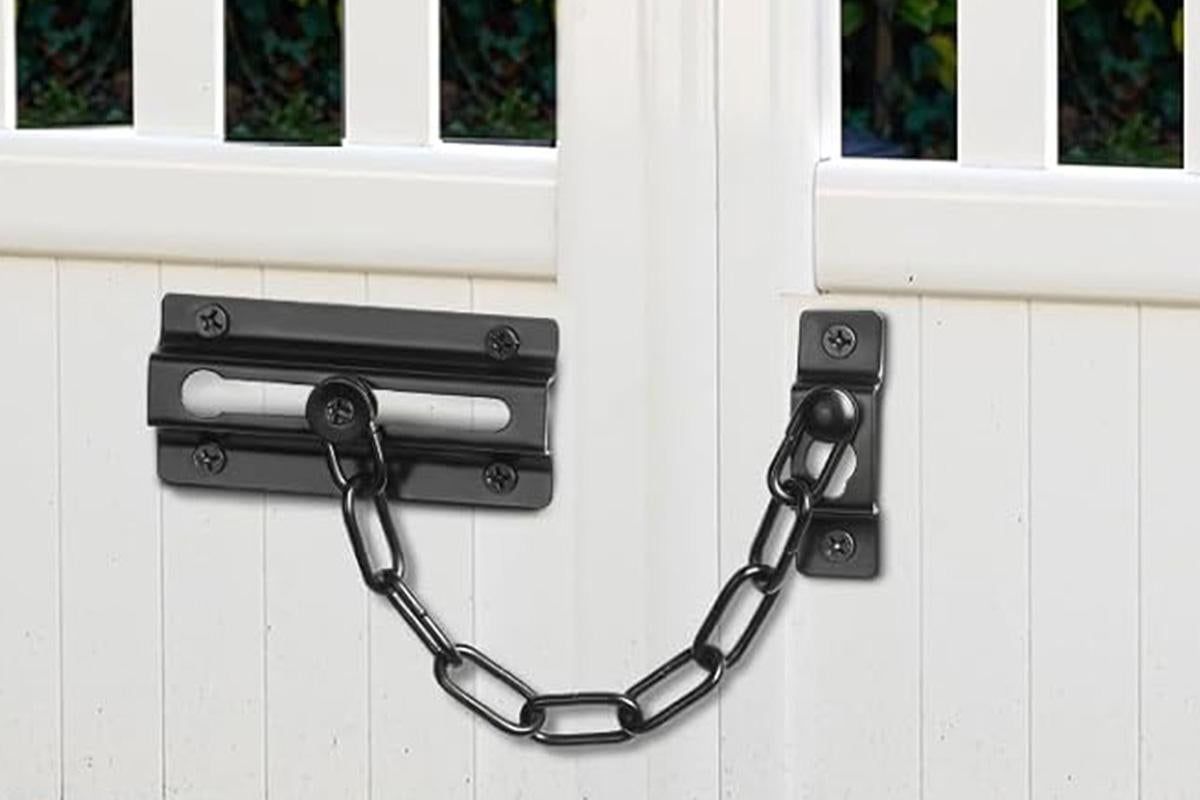 2Pcs Door Security Chain Lock Door Chain Lock with 12 Screws for Wood Door-Black