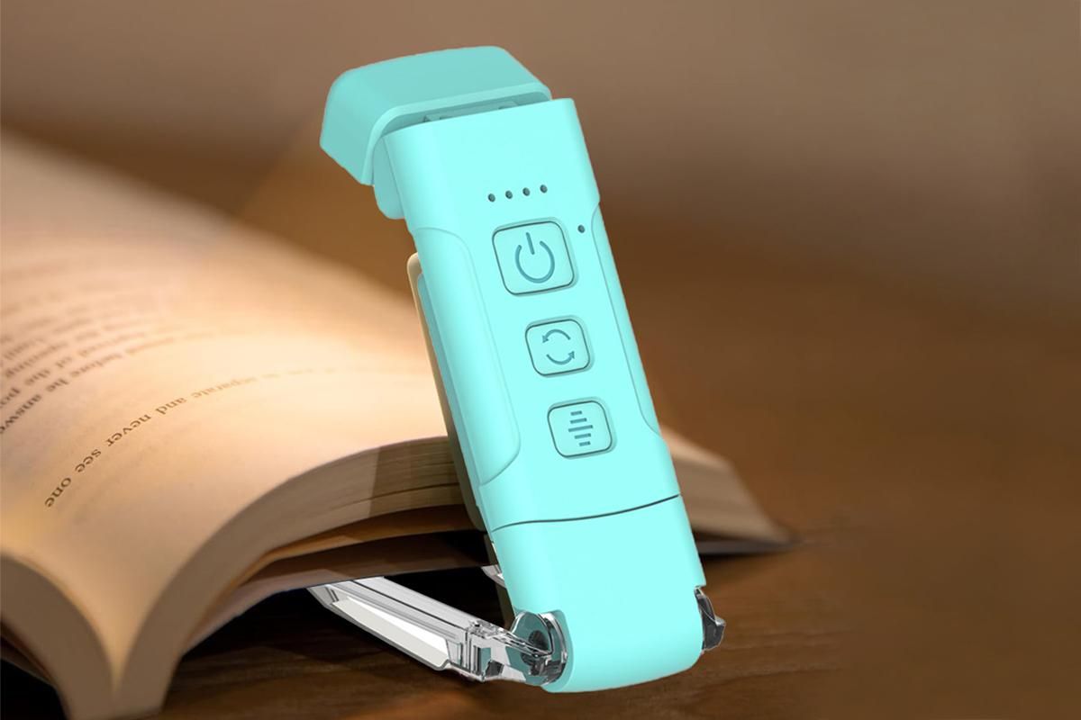 2Pcs USB Rechargeable Book Light Bookmark Lamp with 3 Colors and 5 Brightness-Blue