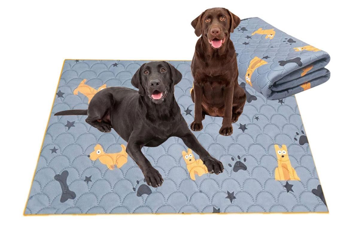 2Pcs Washable Pet Dog Training Pee Pad Reusable Absorbent Cushion Pet Pee Mat-Light Gray L