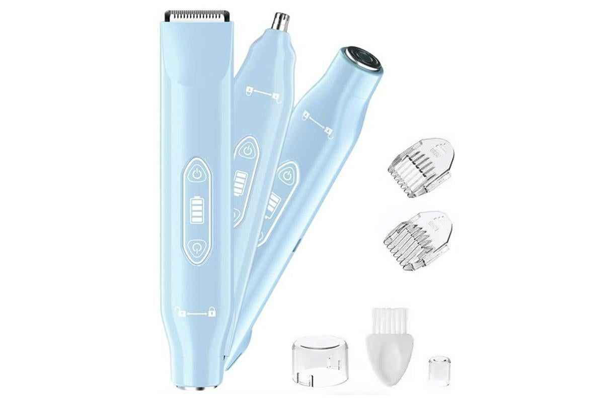 3-in-1 Electric Shaver Nose Hair Trimmer for Face Body Bikini Underarm and Legs - Sky Blue