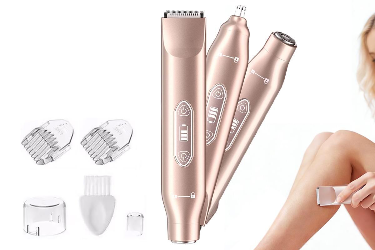 3-in-1 Electric Shaver Nose Hair Trimmer for Face Body Bikini Underarm and Legs - Sky Blue