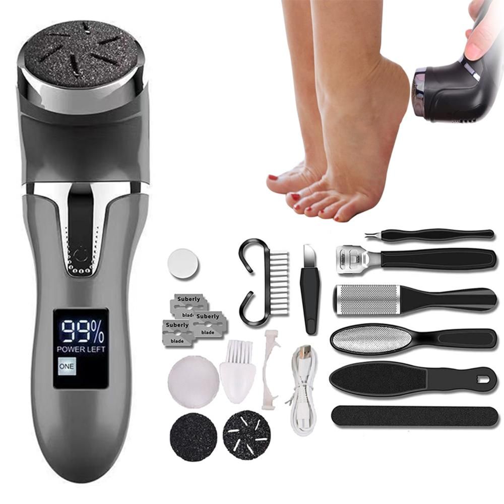 Electric Callus Remover for Feet Water-resistant 2 Speeds Pedicure Kit -White and 12pcs kit