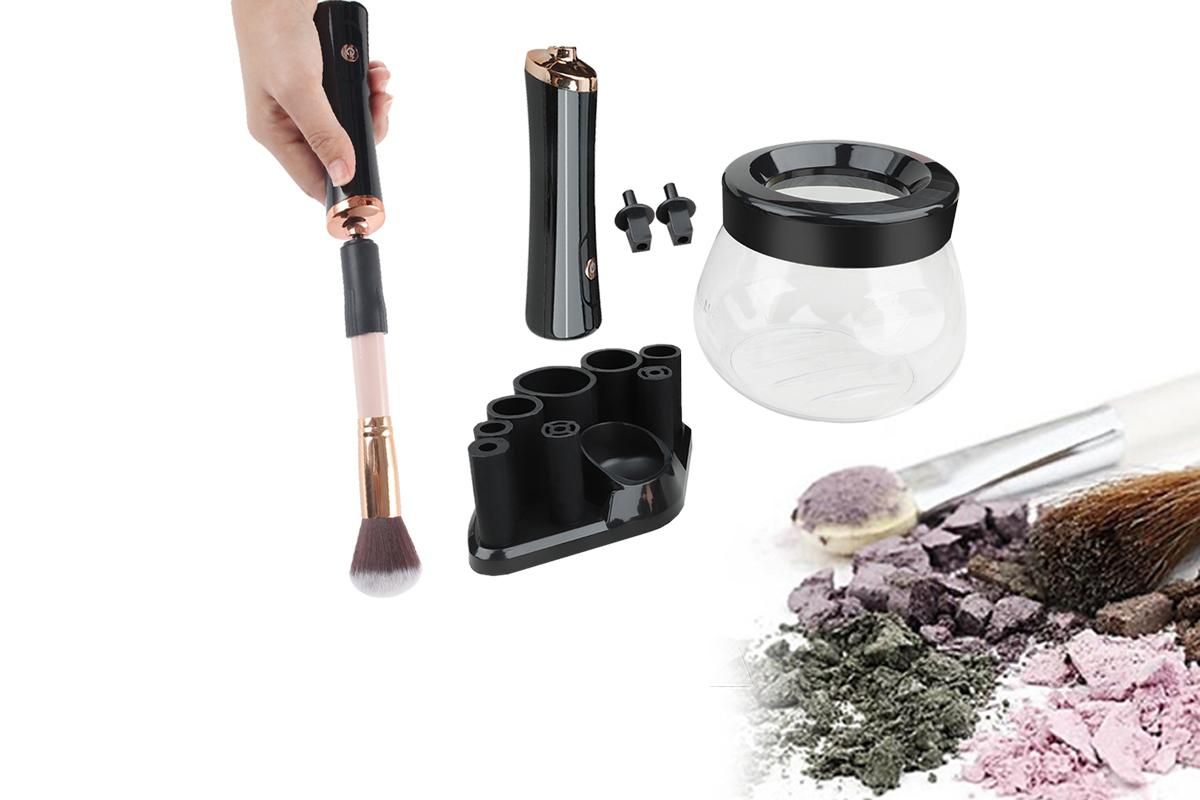 Electric Makeup Brush Cleaner Dryer Electric Cosmetic Make Up Brushes Set Cleaning Tool-Black