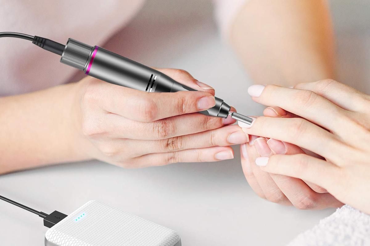 Electric Manicure Tools Kit File Machine Cordless Nail Drill Trimmer Nail Grind Trim Polish-Gray