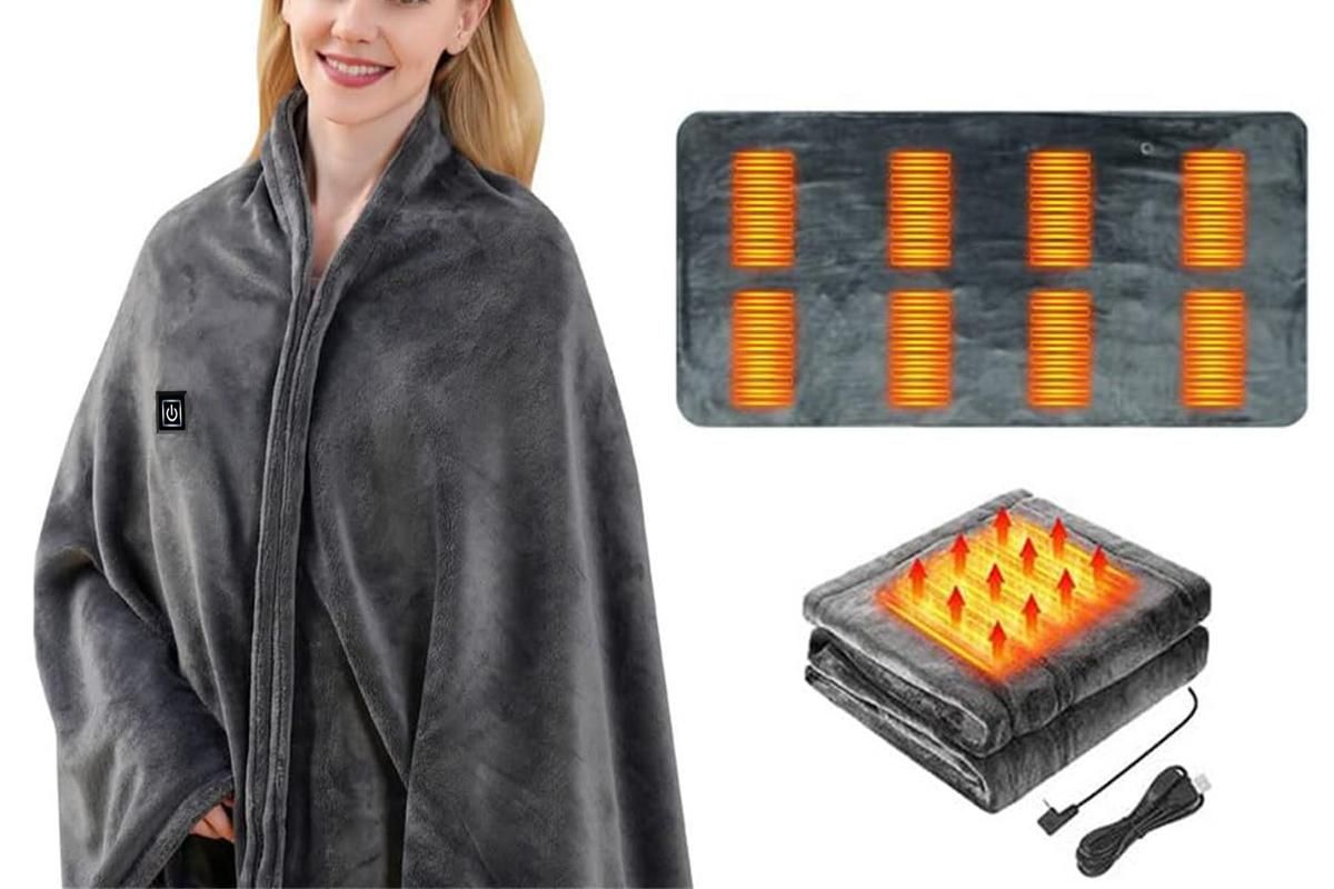 Heated Shawl Wraps for Women USB Wireless Heated Blanket with 3 Heating Levels