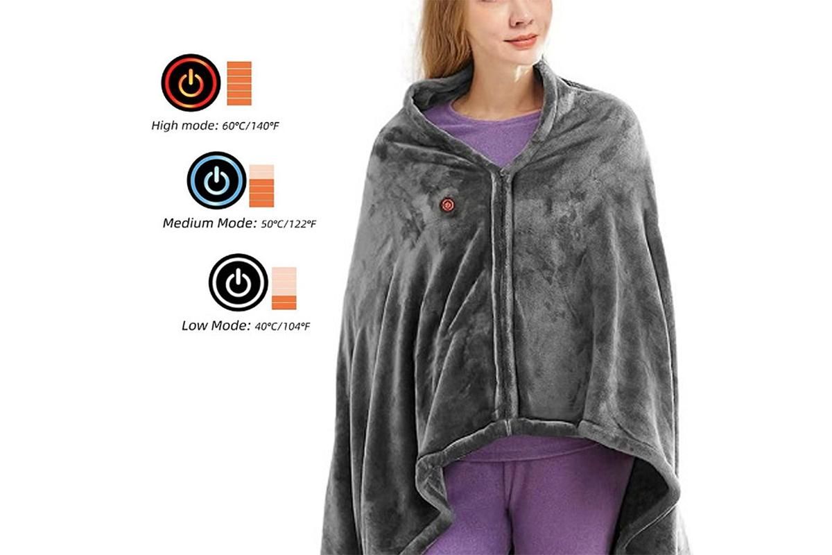 Heated Shawl Wraps for Women USB Wireless Heated Blanket with 3 Heating Levels
