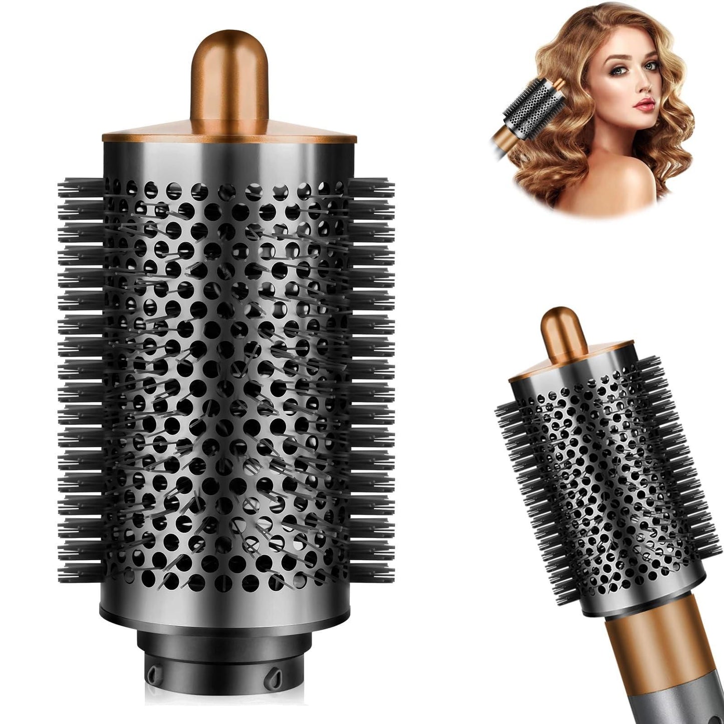 Large Round Volumizing Brush Attachment Compatible with Dyson Airwrap HS01/05/08-Gold