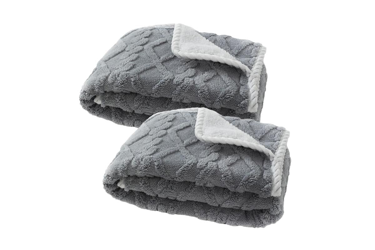 2pcs Pet Blanket for Couch Protection Water Resistance Cats Dogs Blanket for Furniture Protector-Grey S