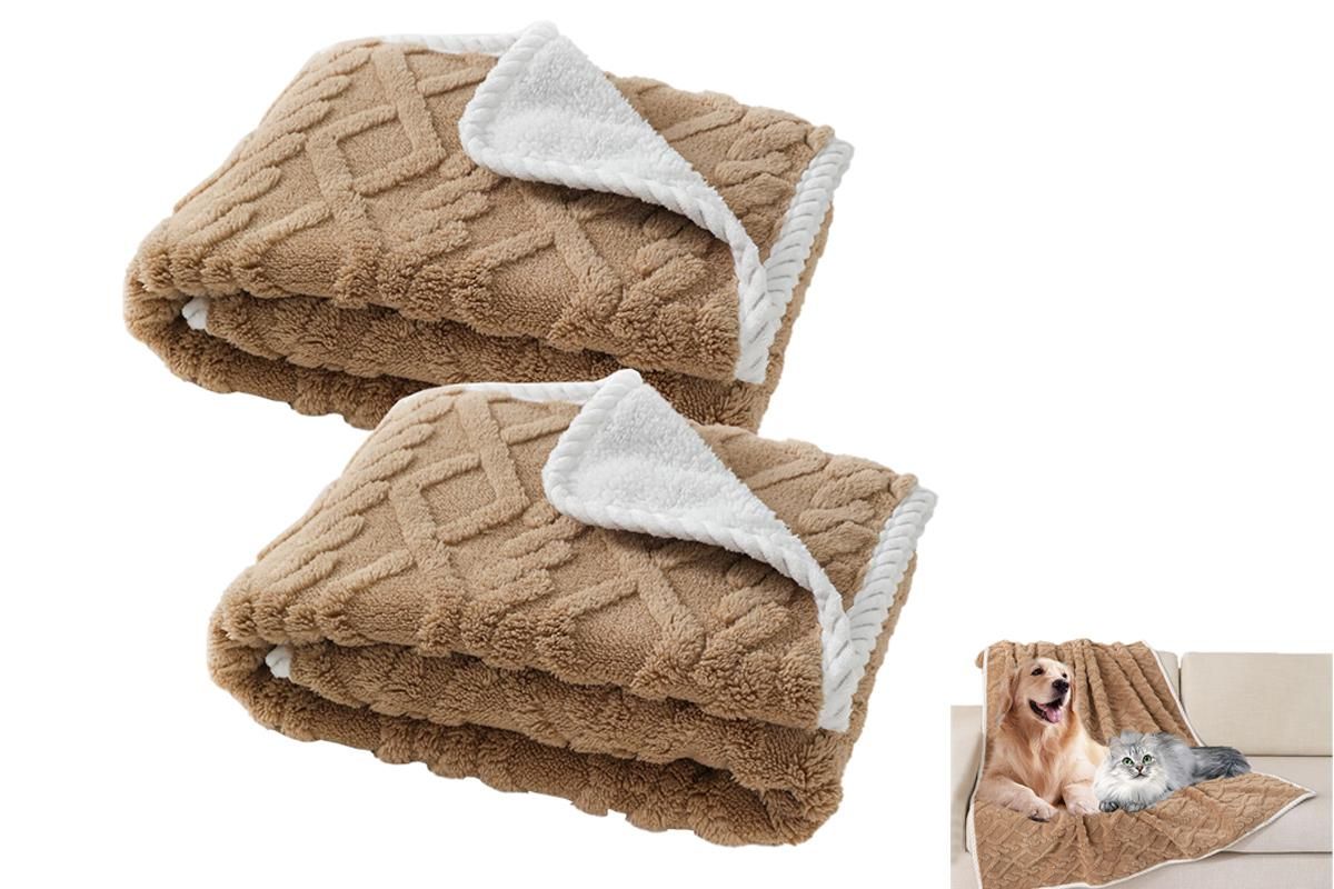 2pcs Pet Blanket for Couch Protection Water Resistance Cats Dogs Blanket for Furniture Protector-Grey S