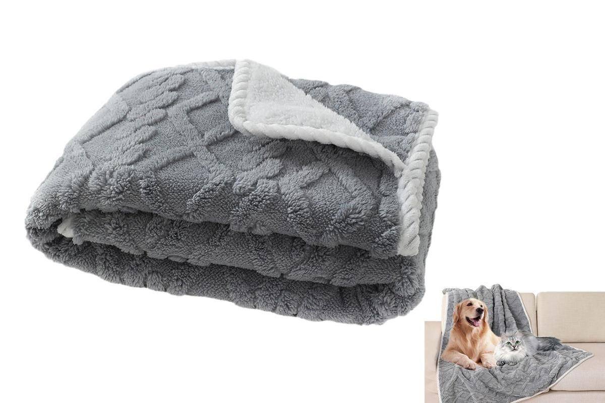 2pcs Pet Blanket for Couch Protection Water Resistance Cats Dogs Blanket for Furniture Protector-Grey M