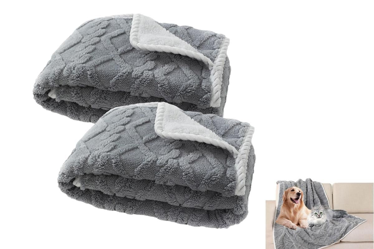 2pcs Pet Blanket for Couch Protection Water Resistance Cats Dogs Blanket for Furniture Protector-Khaki S