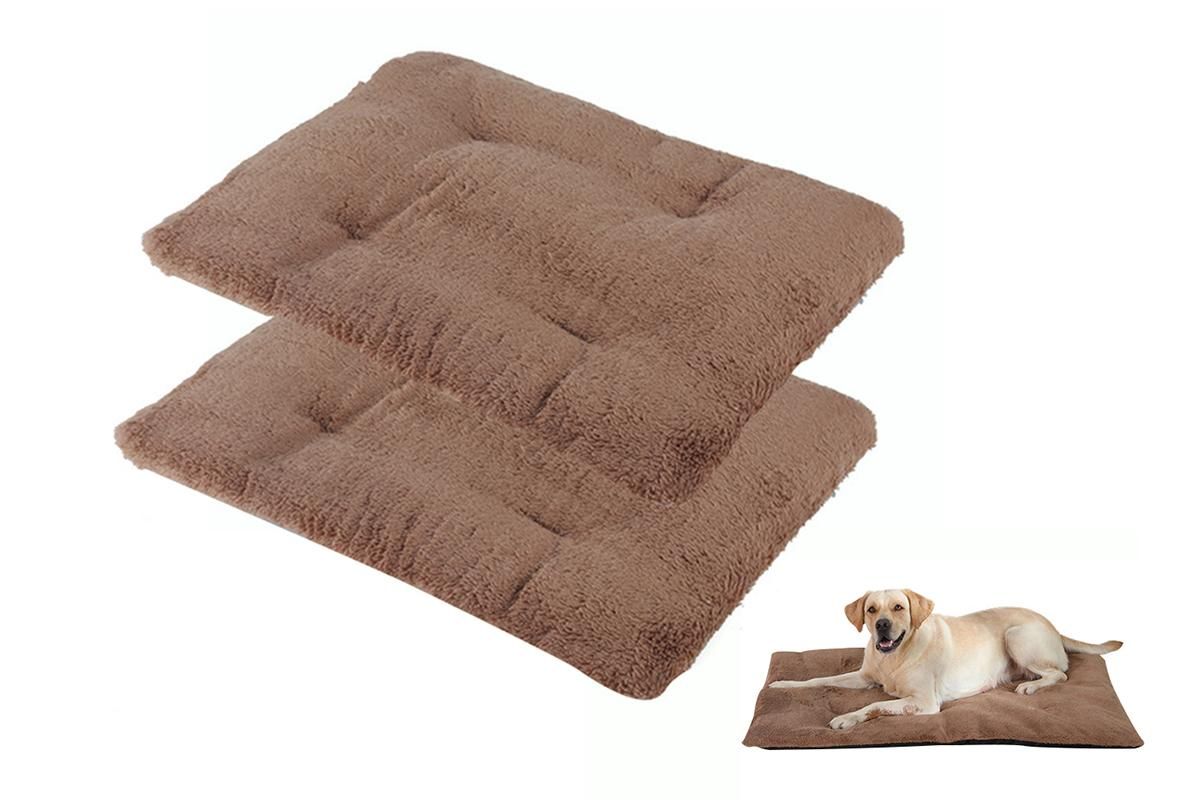 2Pcs Pet Blanket Self-Heating Bed Pad Cat Dog Self-Warming Cushion-Khaki S