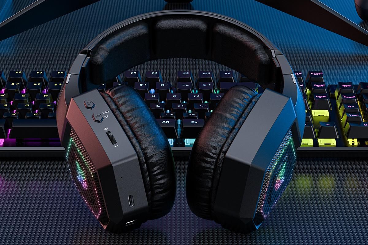 2.4GHz Wireless Gaming Headset with Flip Microphone for PC-Black