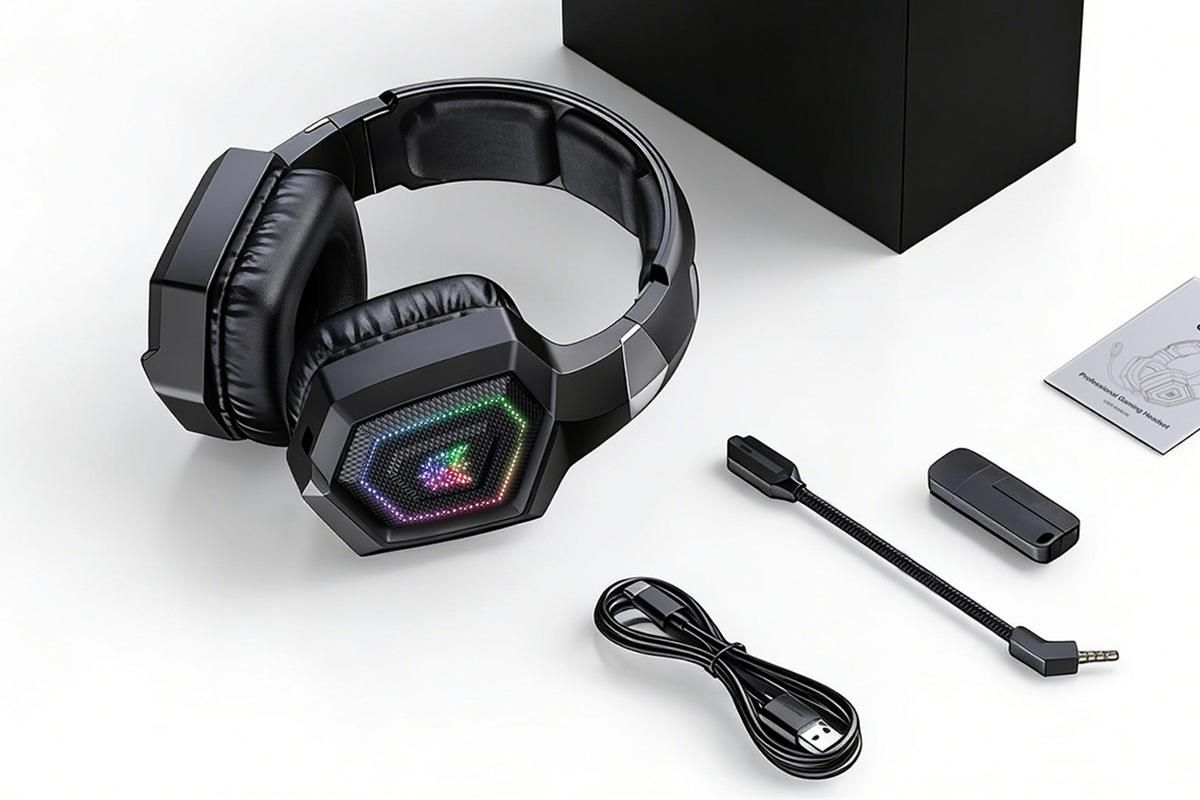 2.4GHz Wireless Gaming Headset with Flip Microphone for PC-Black