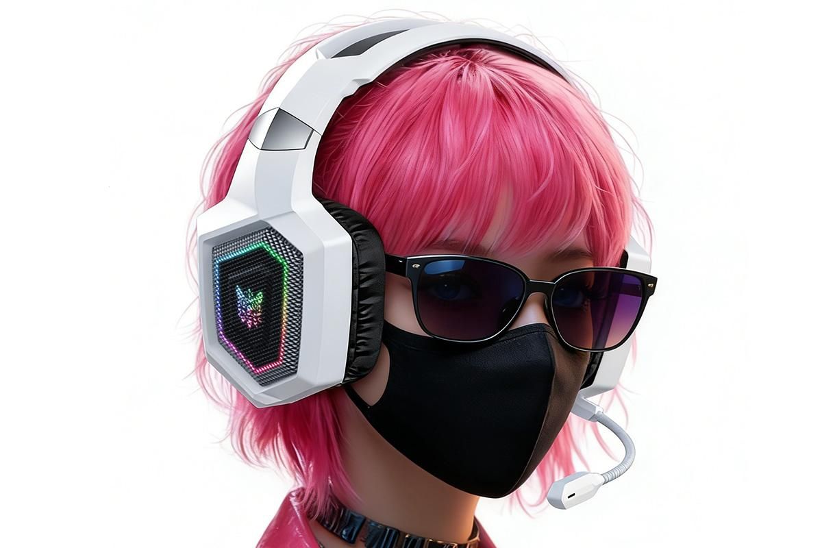 2.4GHz Wireless Gaming Headset with Flip Microphone for PC-White