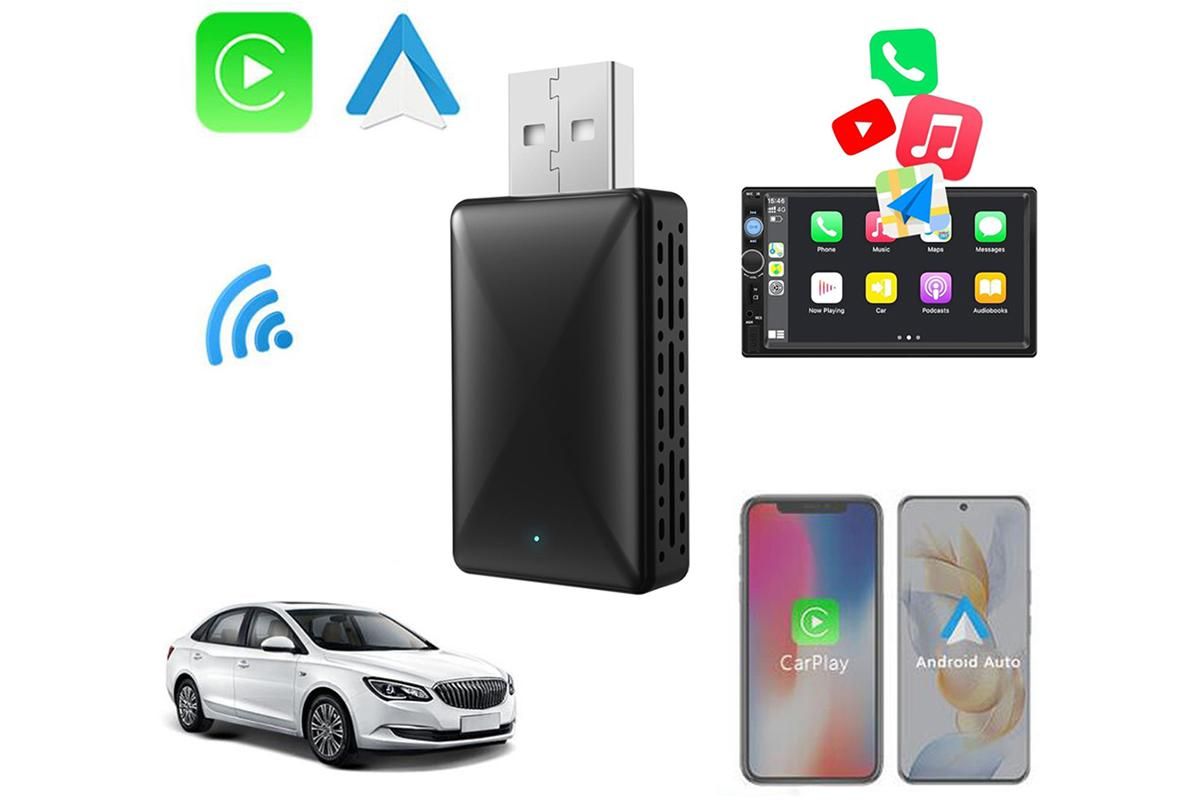 2 In-1 Wired To Wireless CarPlay Android Auto USB Car Dongle Connect Box