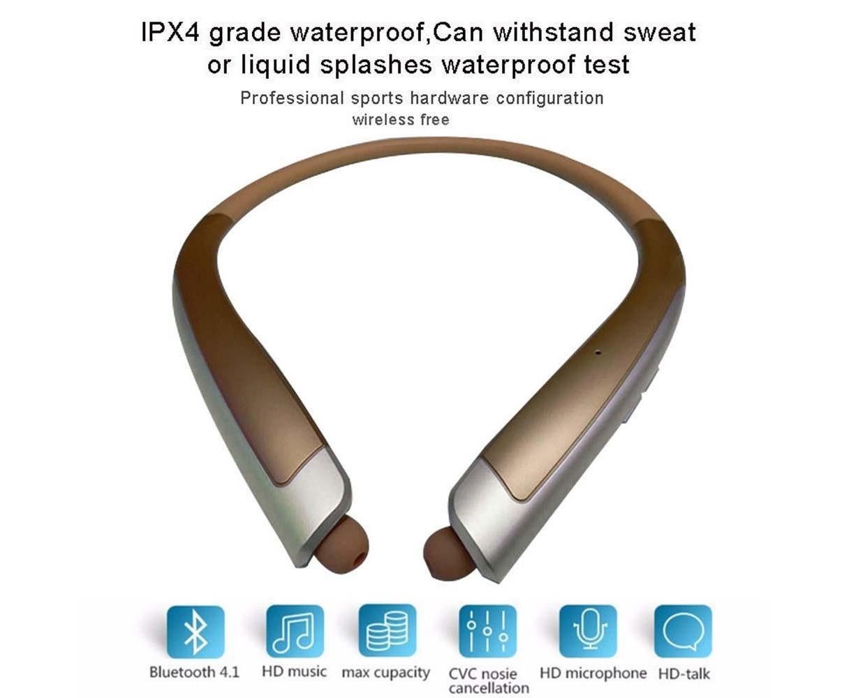 Bluetooth Headphone,Wireless Neckband Headset with Retractable Earbuds