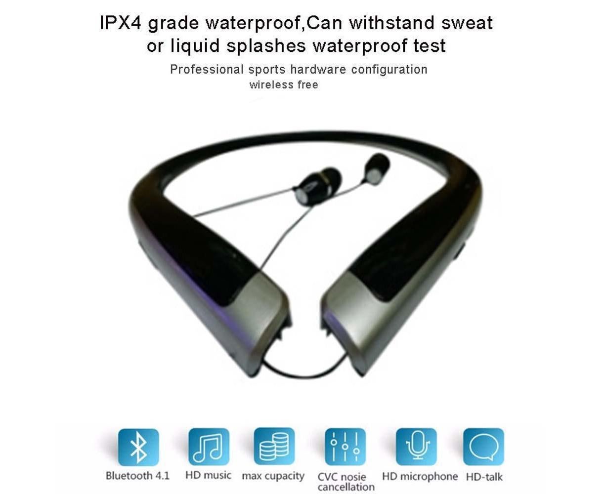 Bluetooth Headphone,Wireless Neckband Headset with Retractable Earbuds