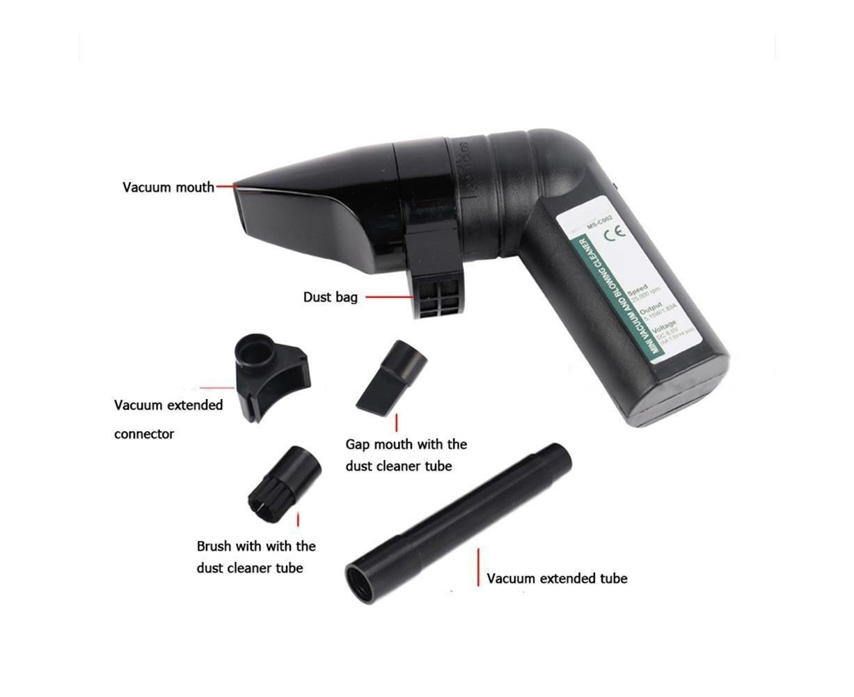 25000rpm Mini Blower Vacuum Cleaner Cleaning Tool for PC Keyboard Laptop Printer - Black