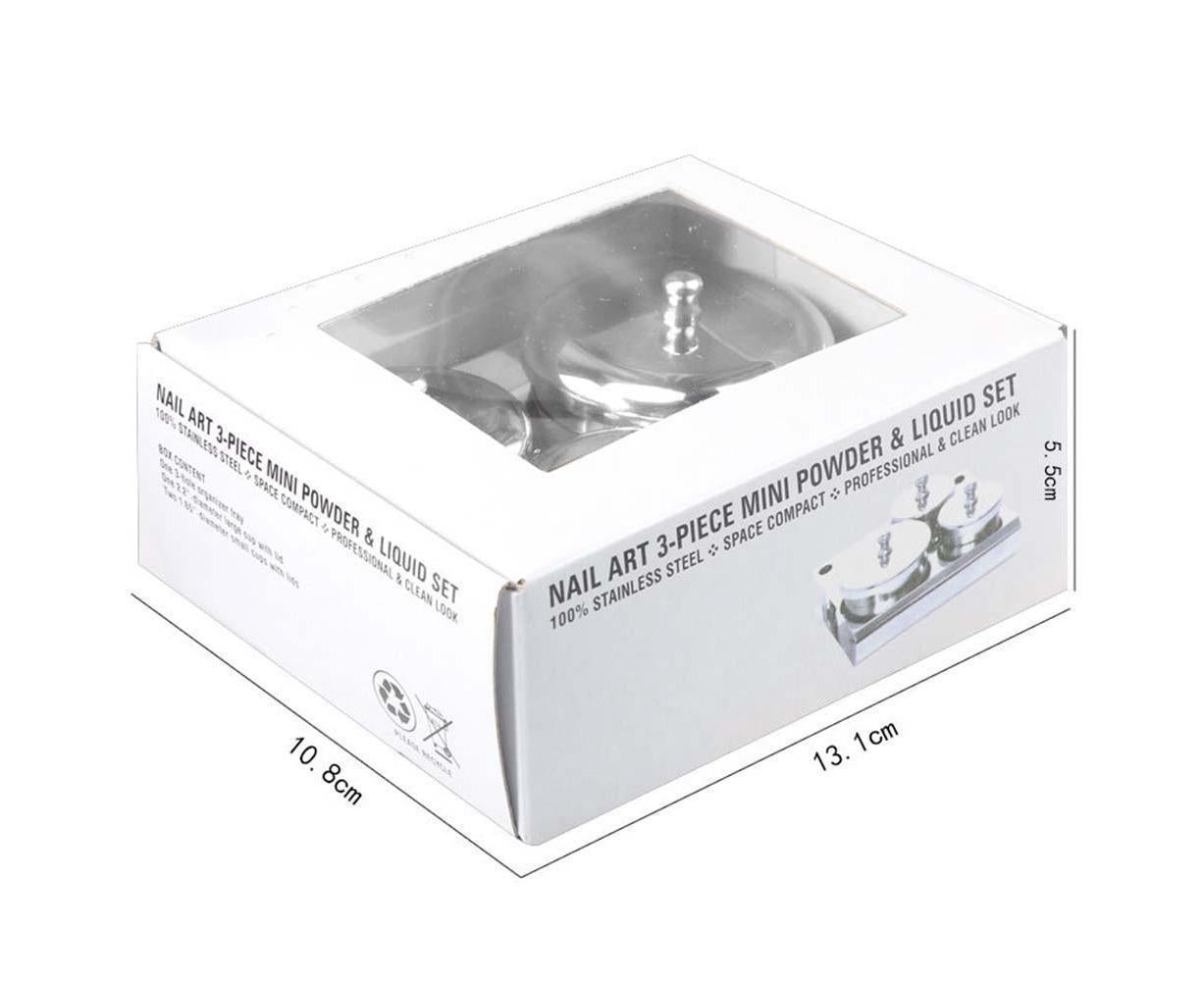 3Pcs Manicure Liquid Cup Acrylic Powder Organizer Tray with Nail Brush Holder