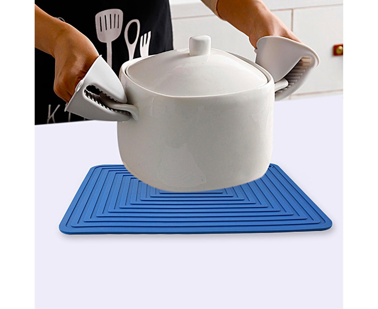 Table Mat Silicone Rectangular - Navy Blue