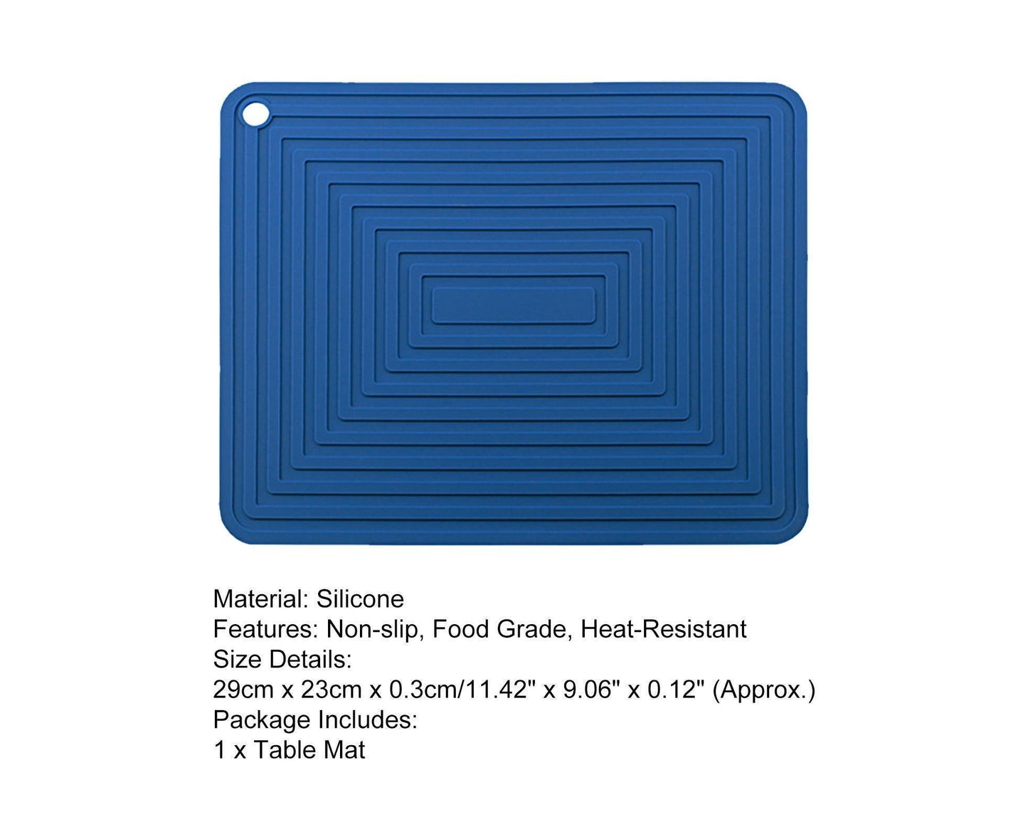 Table Mat Silicone Rectangular - Navy Blue