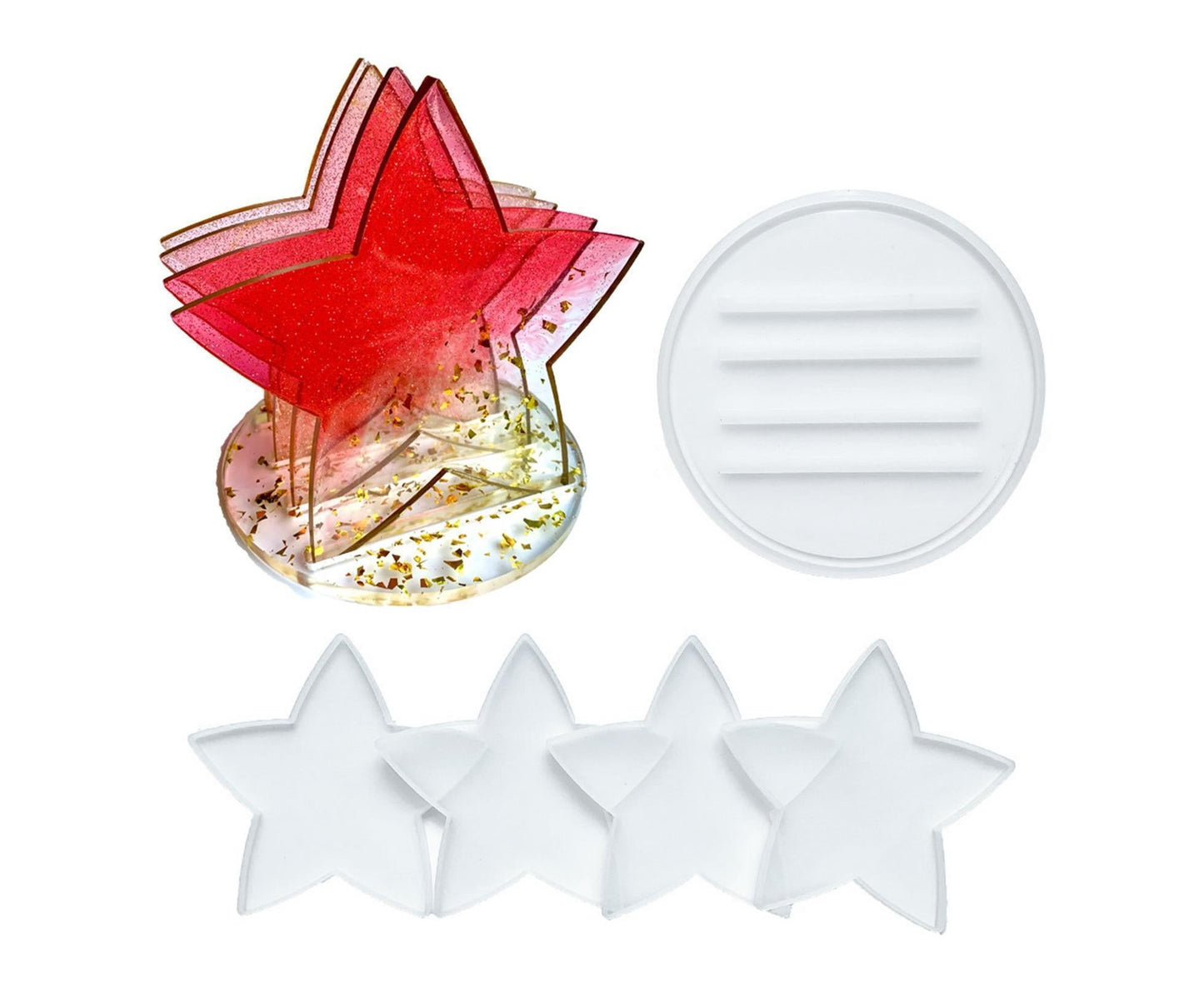 1 Set Star Shape Coaster Mold - Transparent
